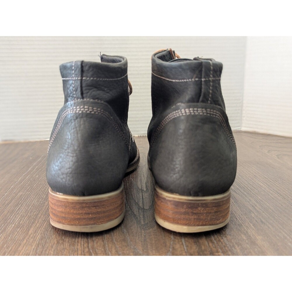 Josef Seibel Leather Ankle Lace Up Boots Womens EU 40 US 9-9.5 Charcoal Black - Picture 6 of 11